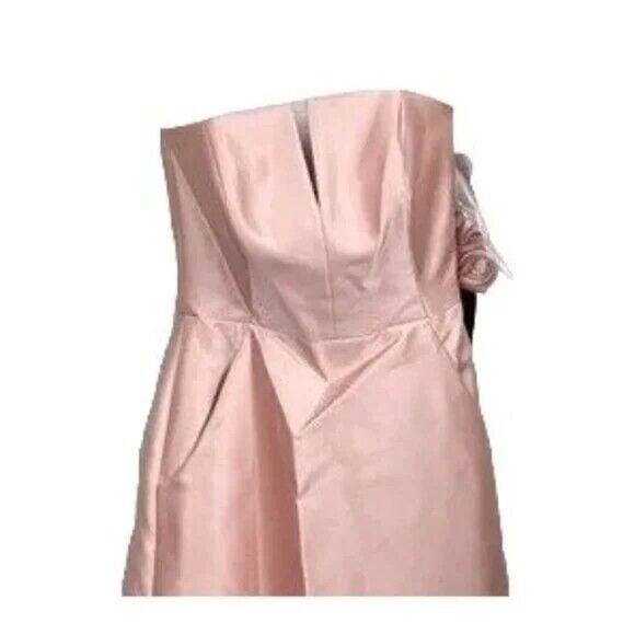 NWT Alfred Sung Strapless Notch Twill Satin Maxi Dress Pockets 6 Toasted Sugar - Picture 3 of 15
